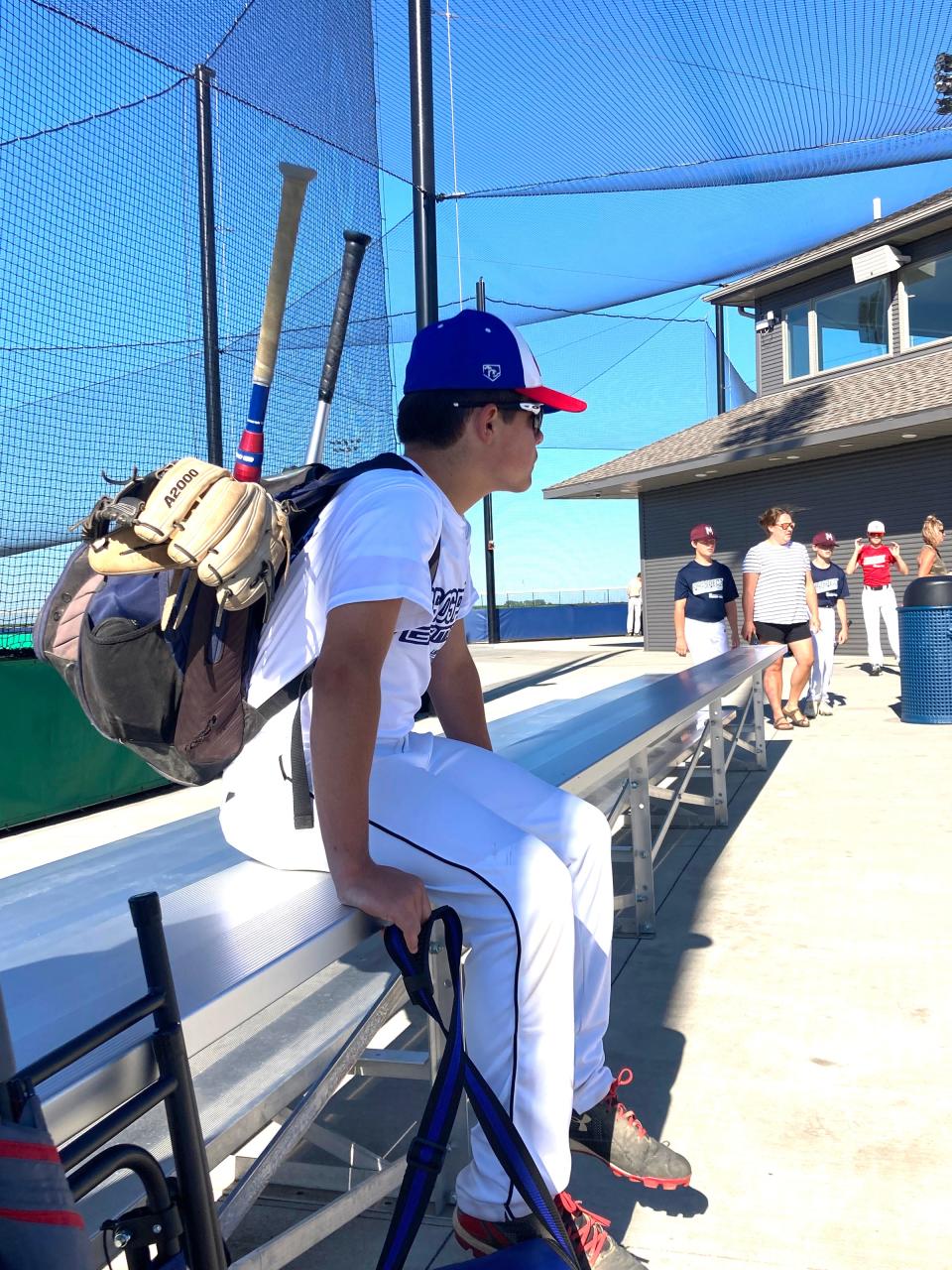 Coldwater's Dayton Ennis looks on during tryouts for Team USA baseball. Ennis was selected to compete for the 13U Team USA Mid-West All Region team