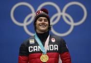 Medals Ceremony - Snowboarding - Pyeongchang 2018 Winter Olympics - Men's Big Air - Medals Plaza - Pyeongchang, South Korea - February 24, 2018 - Gold medalist Sebastien Toutant of Canada on the podium. REUTERS/Jorge Silva