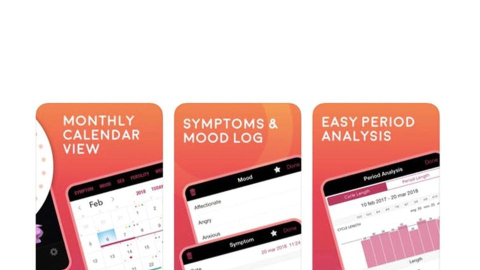 life period tracker app calendar screenshots