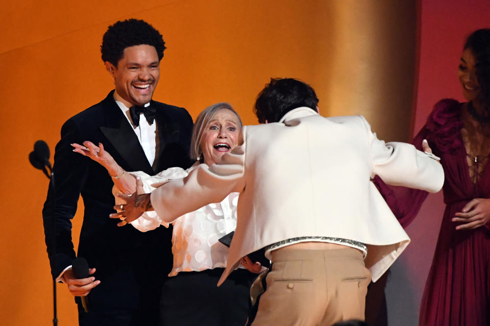 LOS ANGELES, CALIFORNIA - FEBRUARY 05: (FOR EDITORIAL USE ONLY) Harry Styles accepts the Album Of The Year award for “Harry's House” onstage during the 65th GRAMMY Awards at Crypto.com Arena on February 05, 2023 in Los Angeles, California. (Photo by JC Olivera/WireImage)