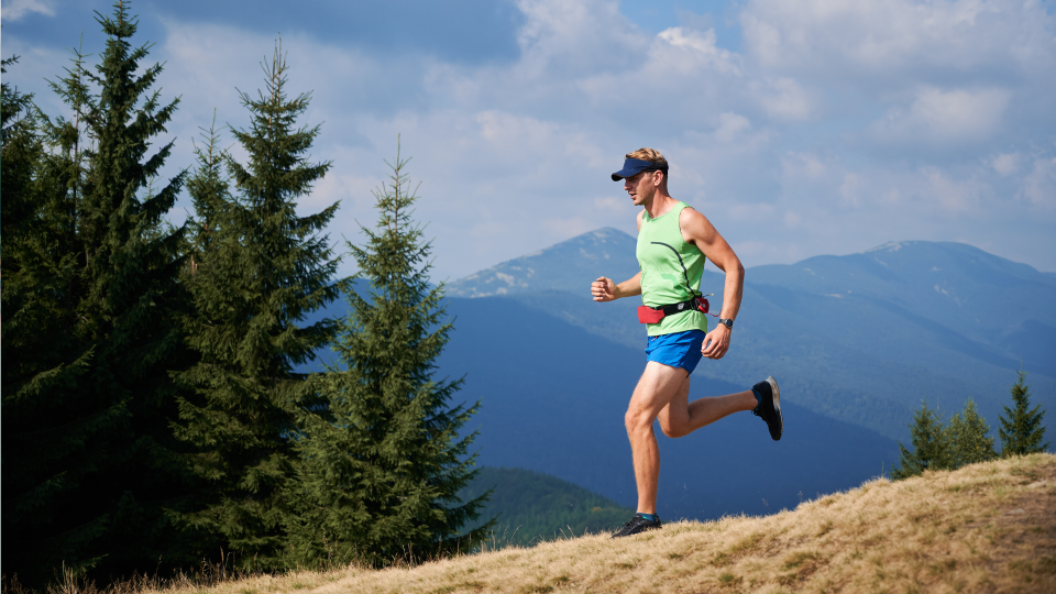 Man running downhill