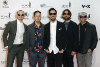 <p>Chester Bennington, Joe Hahn, Mike Shinoda, Rob Bourdon and Dave Farrell, members of the band Linkin Park attend the Echo award red carpet on April 6, 2017 in Berlin, Germany. (Photo: Franziska Krug/Getty Images) </p>