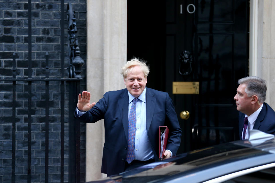 LONDON, ENGLAND - FEBRUARY 05: Prime Minister Boris Johnson leaves Downing Street for Prime Minister's Questions on February 05, 2020 in London, England. (Hollie Adams/Getty Images)