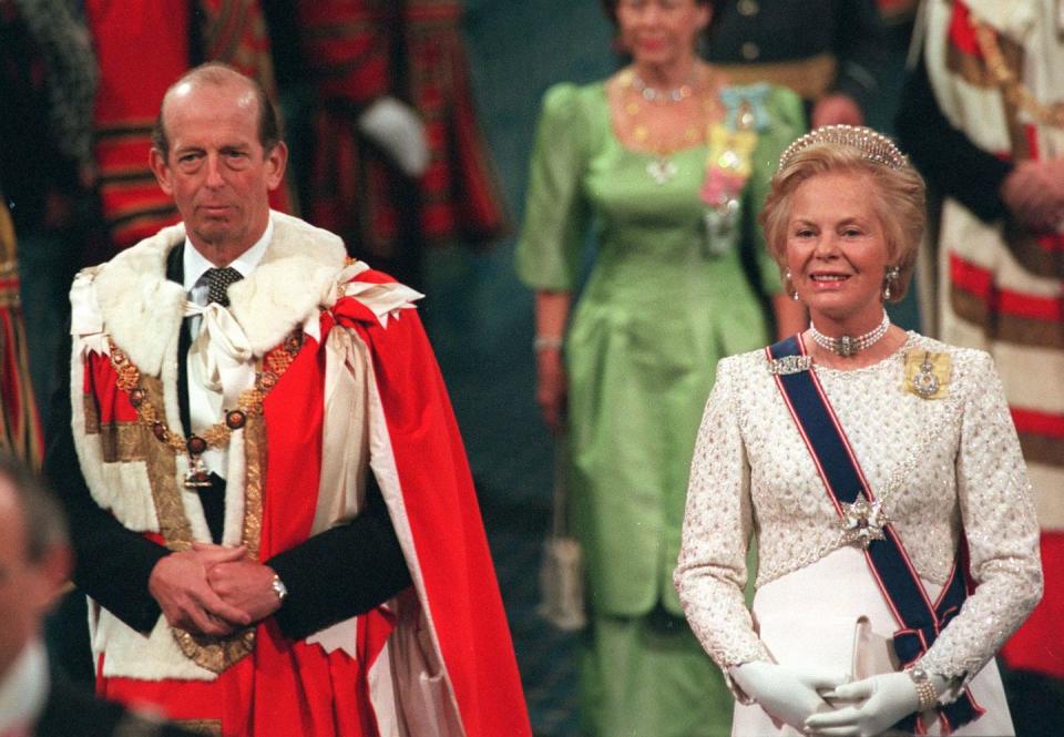 <p>The Kents attended the State Opening of Parliament together. In 1994, Katharine converted to Catholicism, after receiving approval from the Queen herself. Though the Act of Settlement of 1701 means any royal family marrying a Catholic relinquishes their place in the line of the succession, this does not apply to Prince Edward because Katharine was not Catholic when they married. Therefore, the Duke of Kent remained in the line of succession. </p>