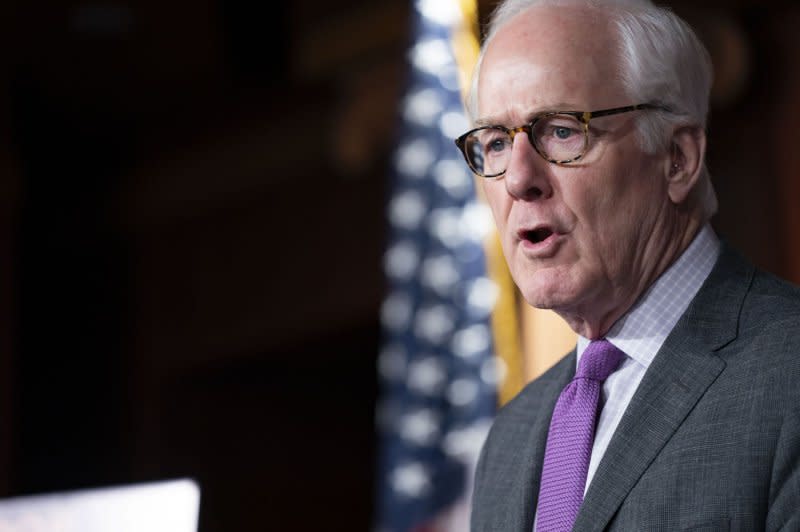 Sen. John Cornyn, R-Texas, will face Sen. Rick Scott, R-Fla., and Sen. John Thune, R-S.C., in the race to succeed Sen. Mitch McConnell as Senate GOP leader. File Photo by Bonnie Cash/UPI