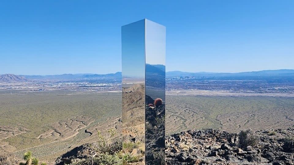 The Las Vegas Metropolitan Police Department spotted the "mysterious monolith" over the weekend. - Las Vegas Metropolitan Police Department/X/Twitter