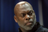 Los Angeles Chargers head coach Anthony Lynn speaks during a press conference at the NFL football scouting combine in Indianapolis, Tuesday, Feb. 25, 2020. (AP Photo/Charlie Neibergall)