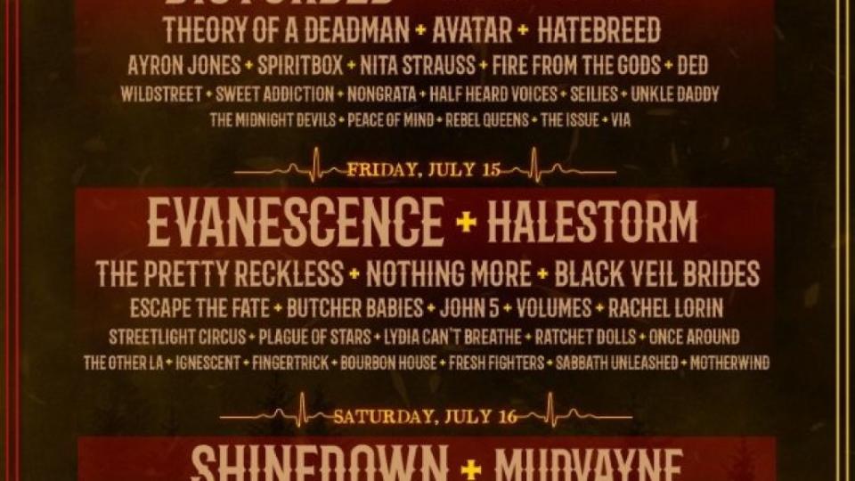 rockfest2022poster Rock Fest 2022 Lineup: Evanescence, Disturbed, Lamb of God, Shinedown, Halestorm, Mudvayne, and More