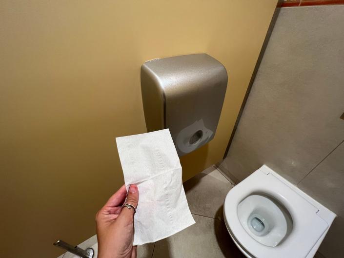 public toilet paper dispenser France