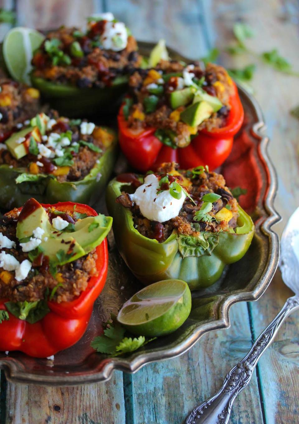 Easy Quinoa Stuffed Peppers With Mango and Black Beans