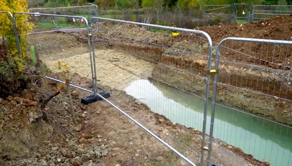 The cobbled ford was discovered by workmen in a field in Worcestershire (SWNS).