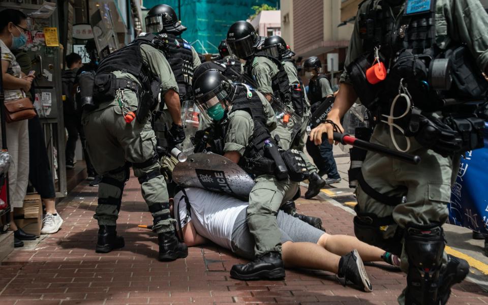 Police have been clamping down on pro-democracy protesters in the city for a second day - GETTY IMAGES