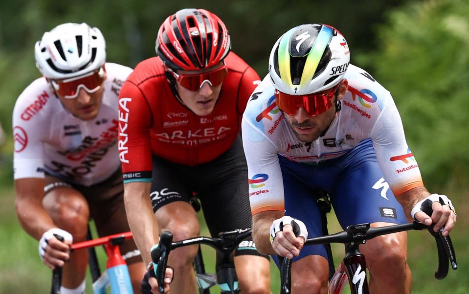 Pierre Latour (front), Simon Guglielmi (middle) and Nans Peters in the breakaway