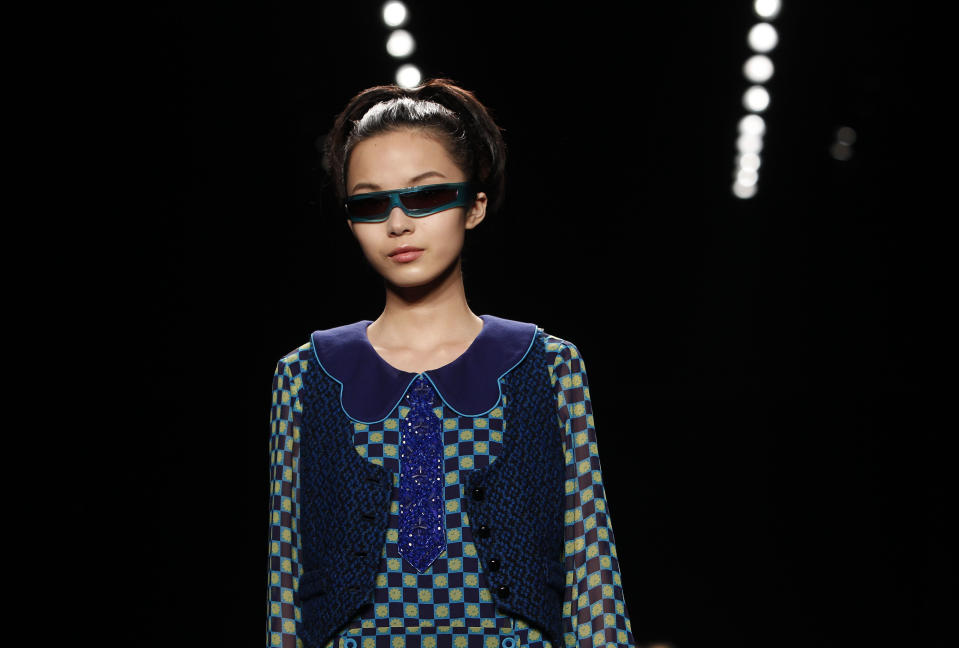 The Anna Sui Fall 2013 collection is modeled during Fashion Week, Wednesday, Feb. 13, 2013 in New York. (AP Photo/Jason DeCrow)