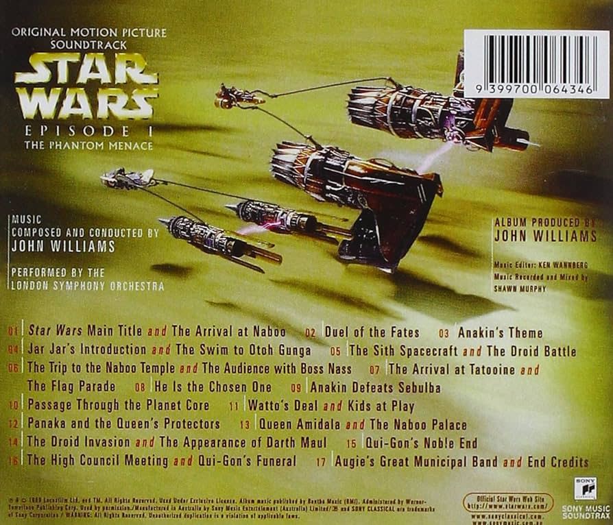 The cover for Star Wars: Episode I - The Phantom Menace's soundtrack contained huge spoilers. (Sony Music)