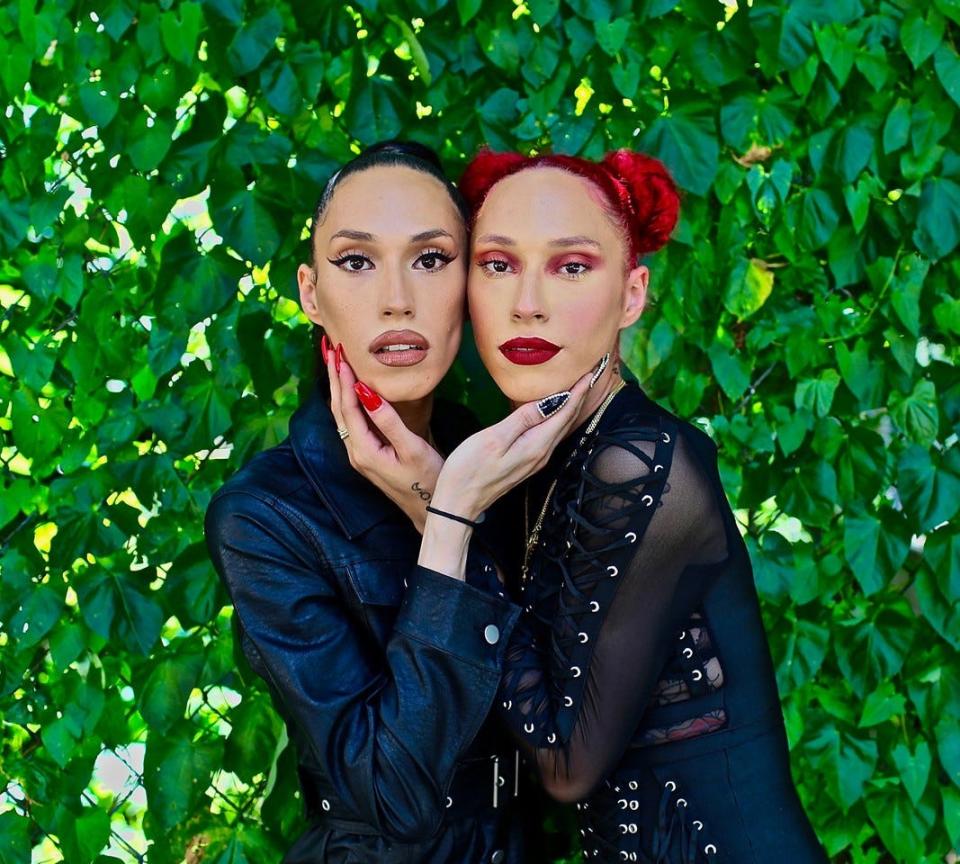 “Nykki & Ari” (Valentine Twins With Morning Glories) from 2021, a photograph by Ruben Natal-San Miguel is part of a "Rights of Summer" exhibit in Provincetown.