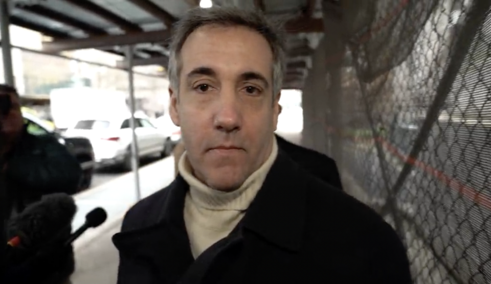 Michael Cohen arriving at a New York City government building on Tuesday, Jan. 17, 2023, before a two-hour interview with prosecutors investigating former President Donald Trump. / Credit: CBS News