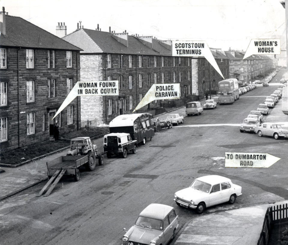 a street where one of the crimes was committed in a row house neighborhood