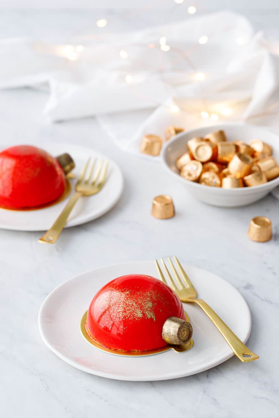 Mirror Glaze Christmas Ornament Cakes