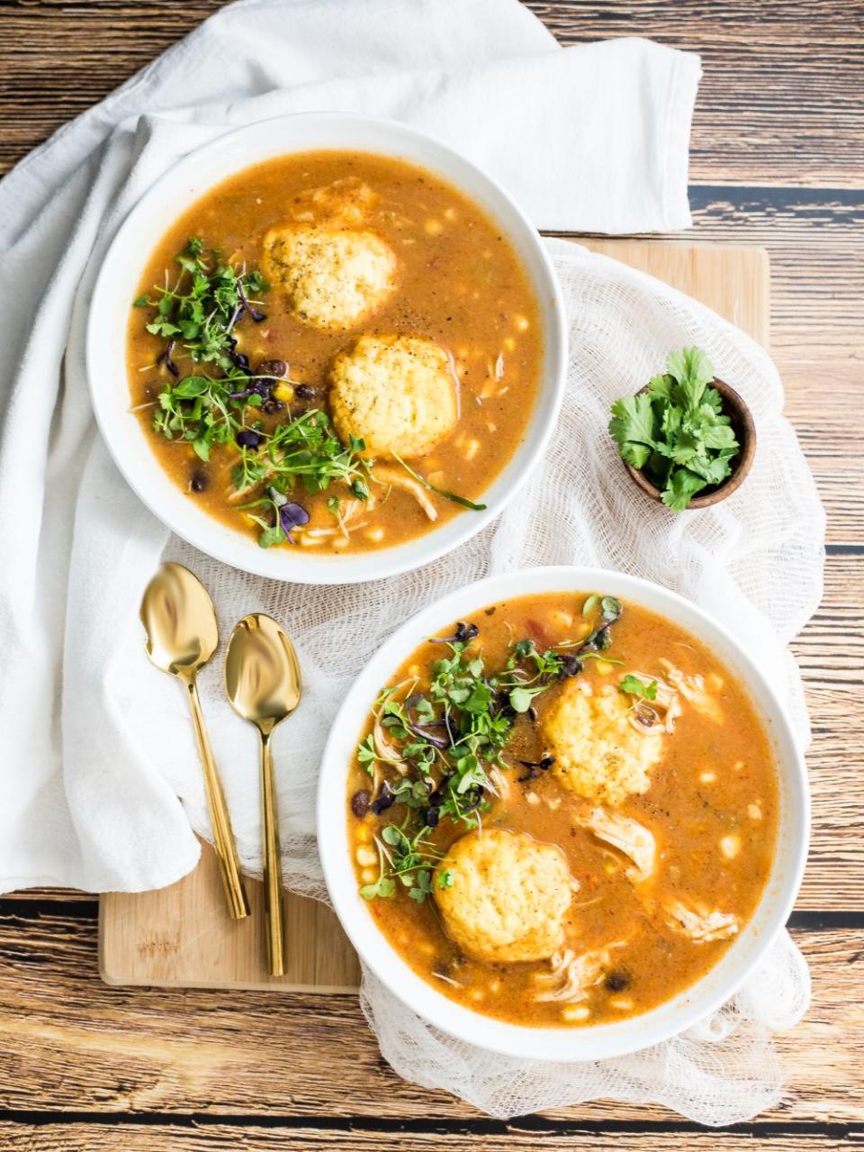 Southwestern Chicken Soup With Cornmeal Dumplings