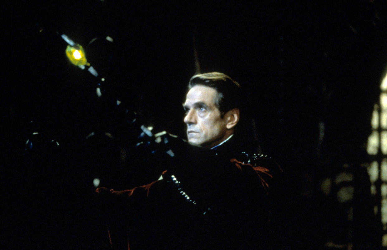 Jeremy Irons looking upwards in a scene from the film 'Dungeons & Dragons', 2000. (Photo by New Line Cinema/Getty Images)