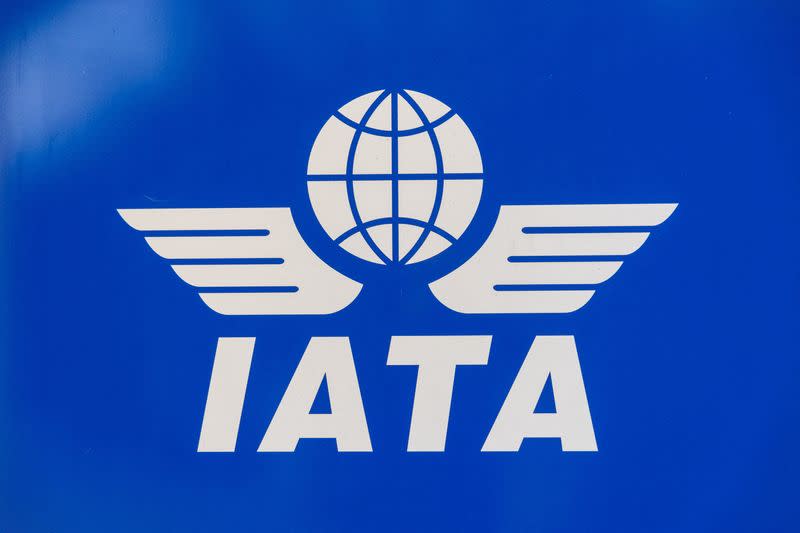 FILE PHOTO: IATA logo is seen before media day in Geneva