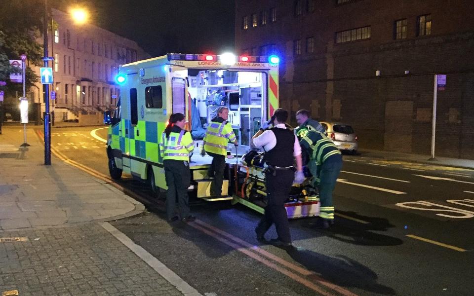 Emergency services are seen near Finsbury Park as British police say there are casualties - Credit: Reuters