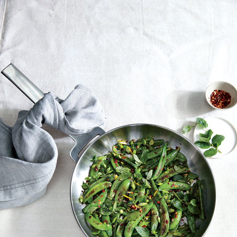 Sauteed Sugar Snap Peas with Chile, Lemon, and Mint