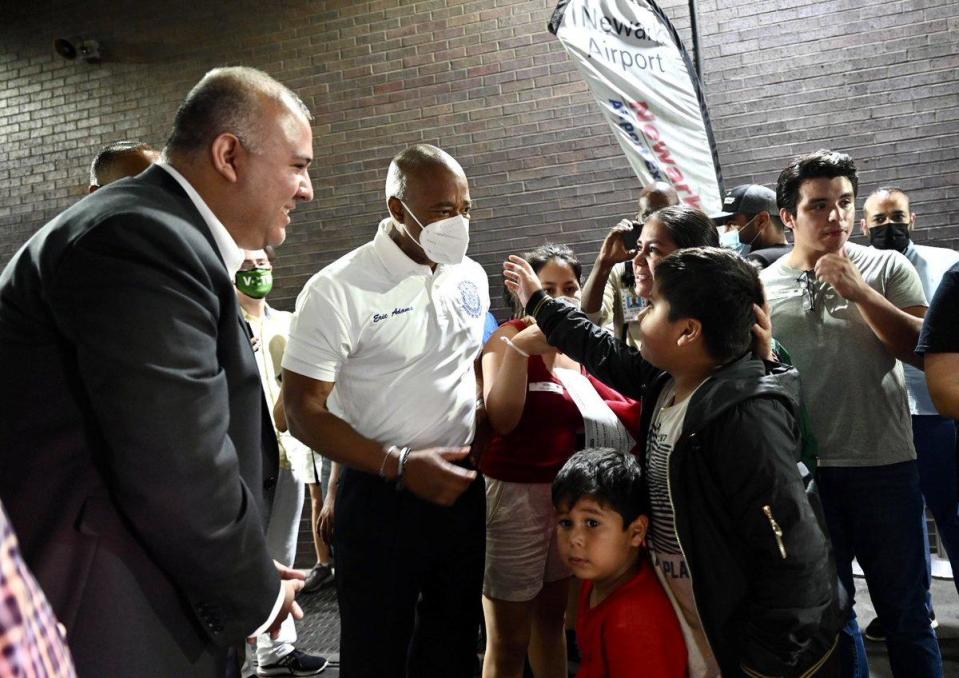 New York City Mayor Eric Adams greets asylum seekers at Port Authority Bus Terminal / Credit: Official New York City government Twitter