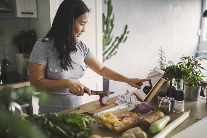 Woman cooking in a kitchen