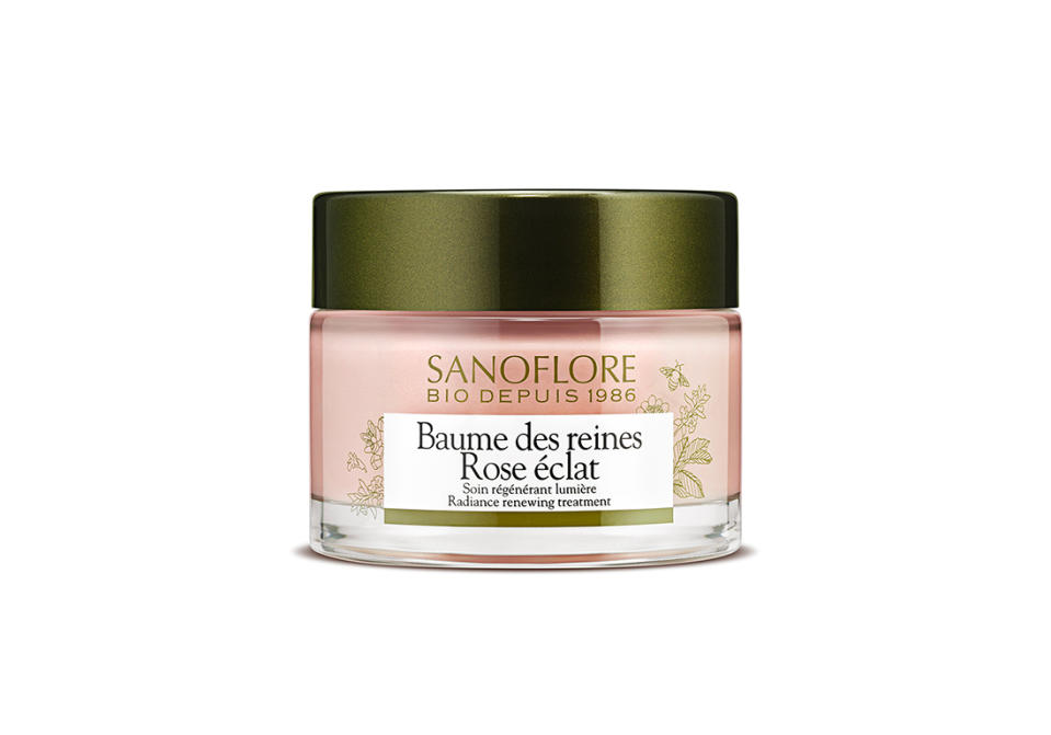 50 ml, 39,50 €<br><p><b>1. Coup de frais.</b> Du thym et de la gelée royale pour revitaliser les cellules.</p><br><a href="https://www.sanoflore.fr/produits/Corriger-les-signes-de-l-age/Baume-des-reines-Rose-eclat-Certifie-bio-p685.aspx?gclid=CjwKCAjw8-78BRA0EiwAFUw8LKkGJr_6LW-Ec_J5ApeLSb0l5E1dVt3PulrAOjZfqrEyIRyr7oIoexoCYTMQAvD_BwE" rel="nofollow noopener" target="_blank" data-ylk="slk:Acheter;elm:context_link;itc:0;sec:content-canvas" class="link ">Acheter</a>