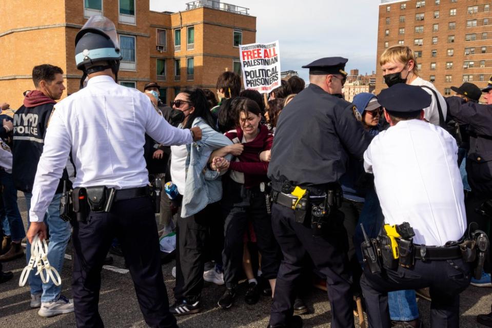 Some of the protesters, as well as journalists on hand reporting on the demonstration, were taken into custody. Getty Images