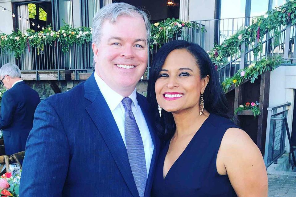 <p>Kristen Welker Instagram</p> Kristen Wekler and John Hughes in Lake Tahoe in July 2019