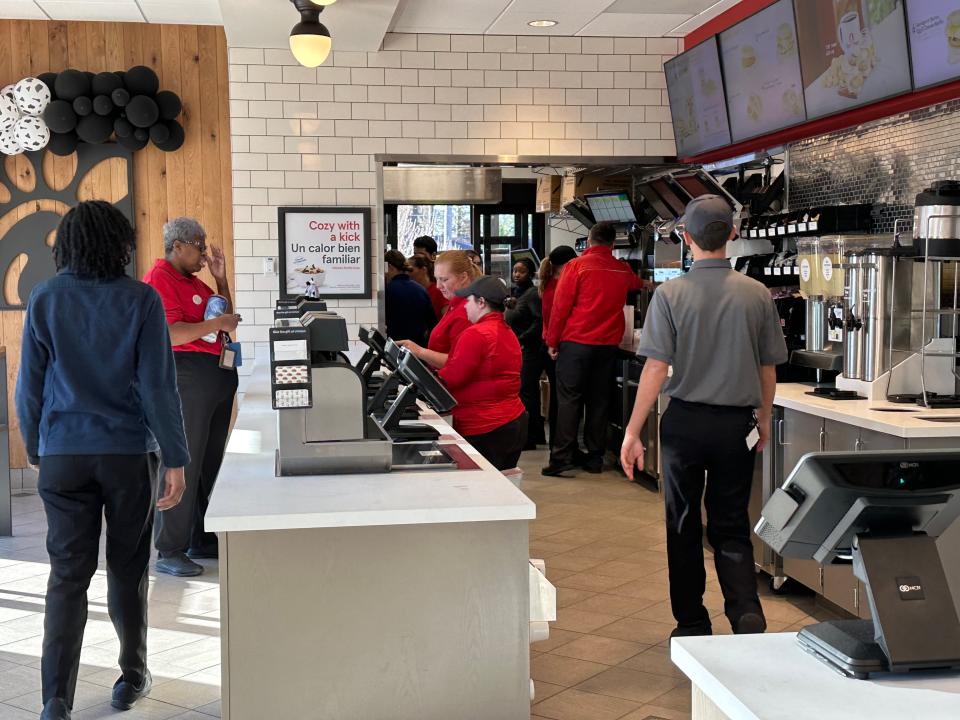 Chick-fil-A in Petal, Miss., employees welcomed customers to the new restaurant on Evelyn Gandy Parkway, on opening day, Thursday, Jan. 5, 2023.