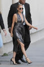 <p>The reality star arrived to a taping of the Jimmy Kimmel Live to promote the new season of her show, <i>Candidly Nicole</i>, in a dazzling silver pleated dress.<br><br></p>