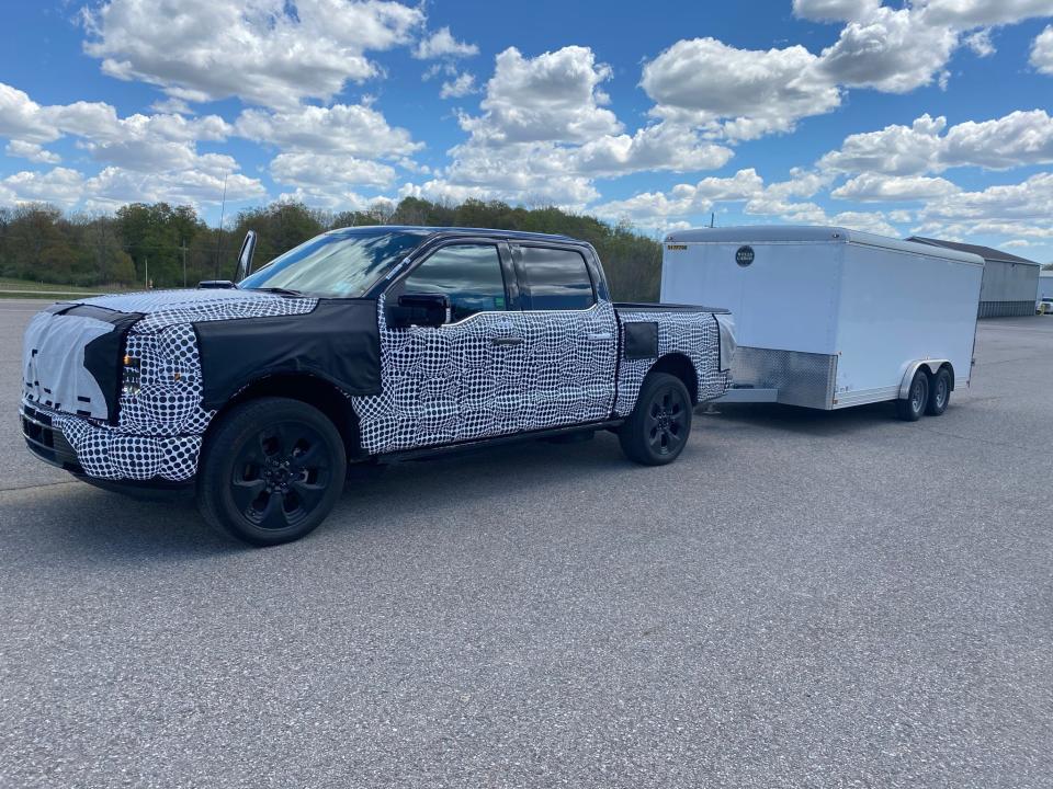 The 2022 Ford F-150 Lighting electric pickup can tow up to 10,000 lbs.