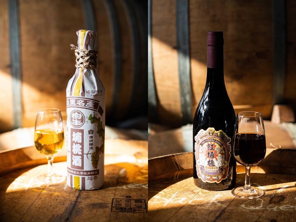 陳千浩與樹生酒莊共同打造的「紅、白埔桃酒」，獲得「26屆巴黎世界酒類競賽」雙金牌認證，證明台灣也能釀造出世界級的葡萄酒。 中央社（陳千浩提供） 