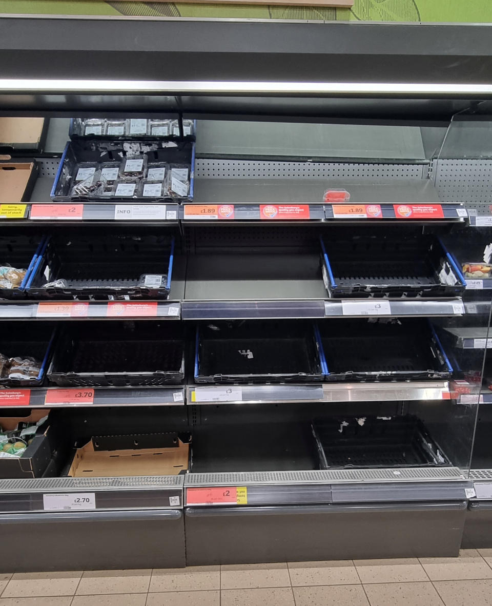 Sainsbury Newton Abbot had a shortage of berries on Monday. (SWNS)