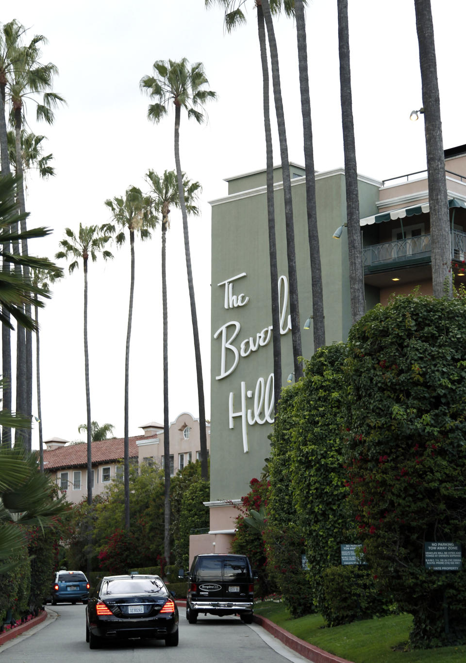 In this April 25, 2012 photo, the entrance to the Beverly Hills Hotel is seen in Beverly Hills, Calif. The Beverly Hills Hotel is celebrating its 100th anniversary this year. (AP Photo/Matt Sayles)