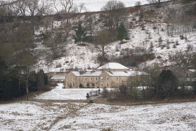 Snow-covered fields at the village of Stainton, North Yorkshire