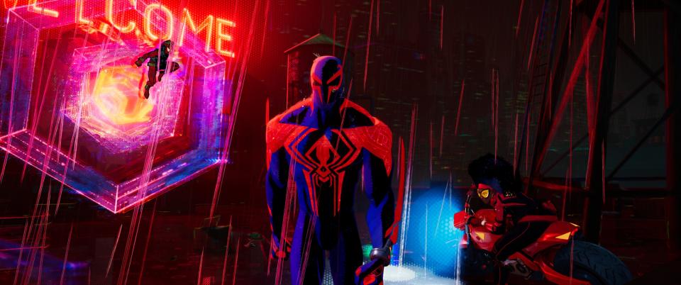 SPIDER-MAN: ACROSS THE SPIDER-VERSE, (aka SPIDER-MAN: ACROSS THE SPIDER-VERSE - PART ONE), from left: Miguel O' Hara (voice: Oscar Isaac), Jessica Drew (voice: Issa Rae), 2023. © Sony Pictures Releasing / © Marvel Entertainment / courtesy Everett Collection