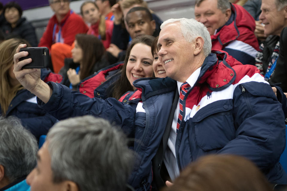 Vice President Mike Pence led the U.S. delegation at the opening ceremony to the Winter Olympics in Pyeongchang, South Korea. (Photo: Carl Court via Getty Images)