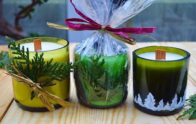 Wine bottle candles