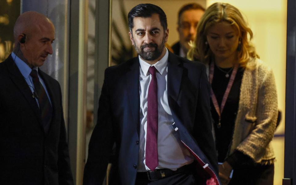 Humza Yousaf leaving the Covid inquiry on January 25