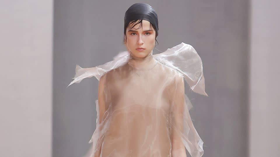 Ethereal gauzy silk dresses were a standout moment at the Prada show. - Courtesy Prada
