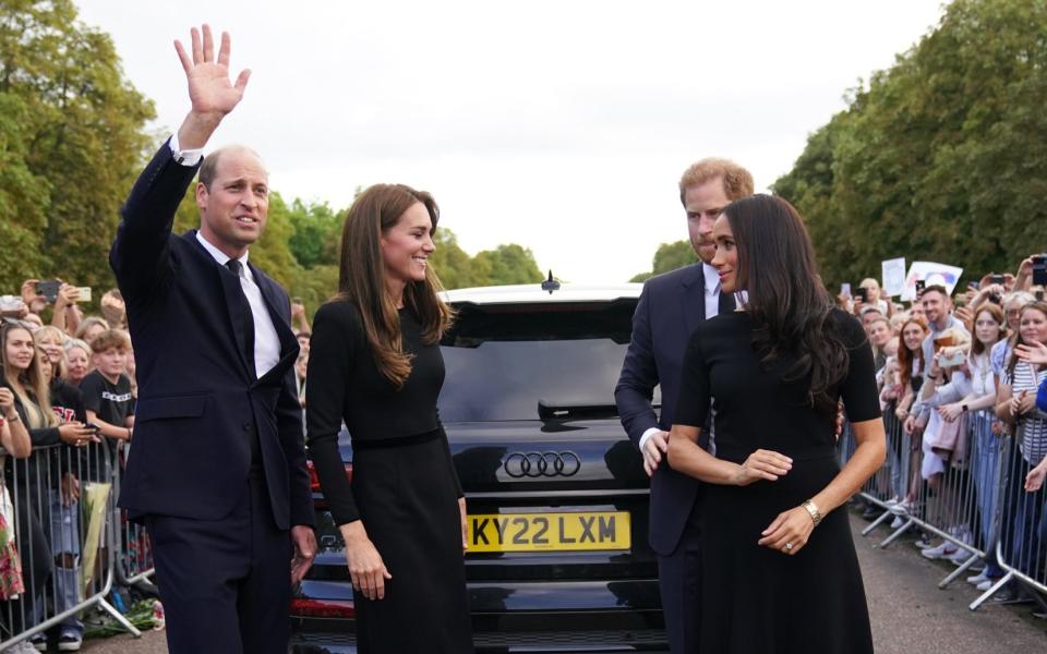 Members of the royal family meeting people in Windsor after the death of Queen Elizabeth II - WPA Pool/Getty