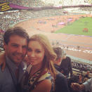 Celebrity Twitpics: The Saturdays’ Una Healy and her new husband rugby player Ben Foden attended the Olympics on Sunday, where they watched Usain Bolt race to victory in the mens’ 100m. The gorgeous singer tweeted this photo of her in the stadium with her man. Aww.