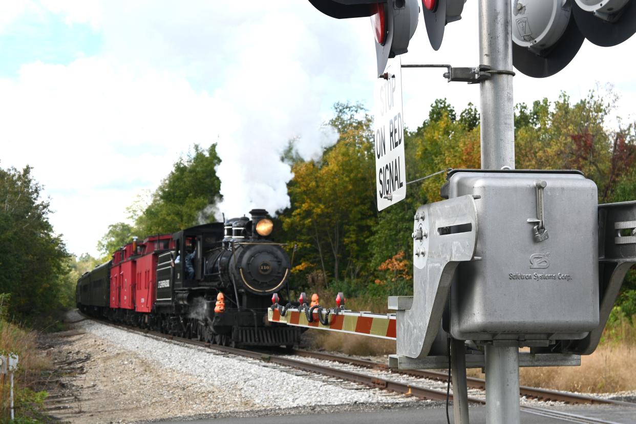 Little River Railroad engine 110 on an October leaf color run to Quincy.