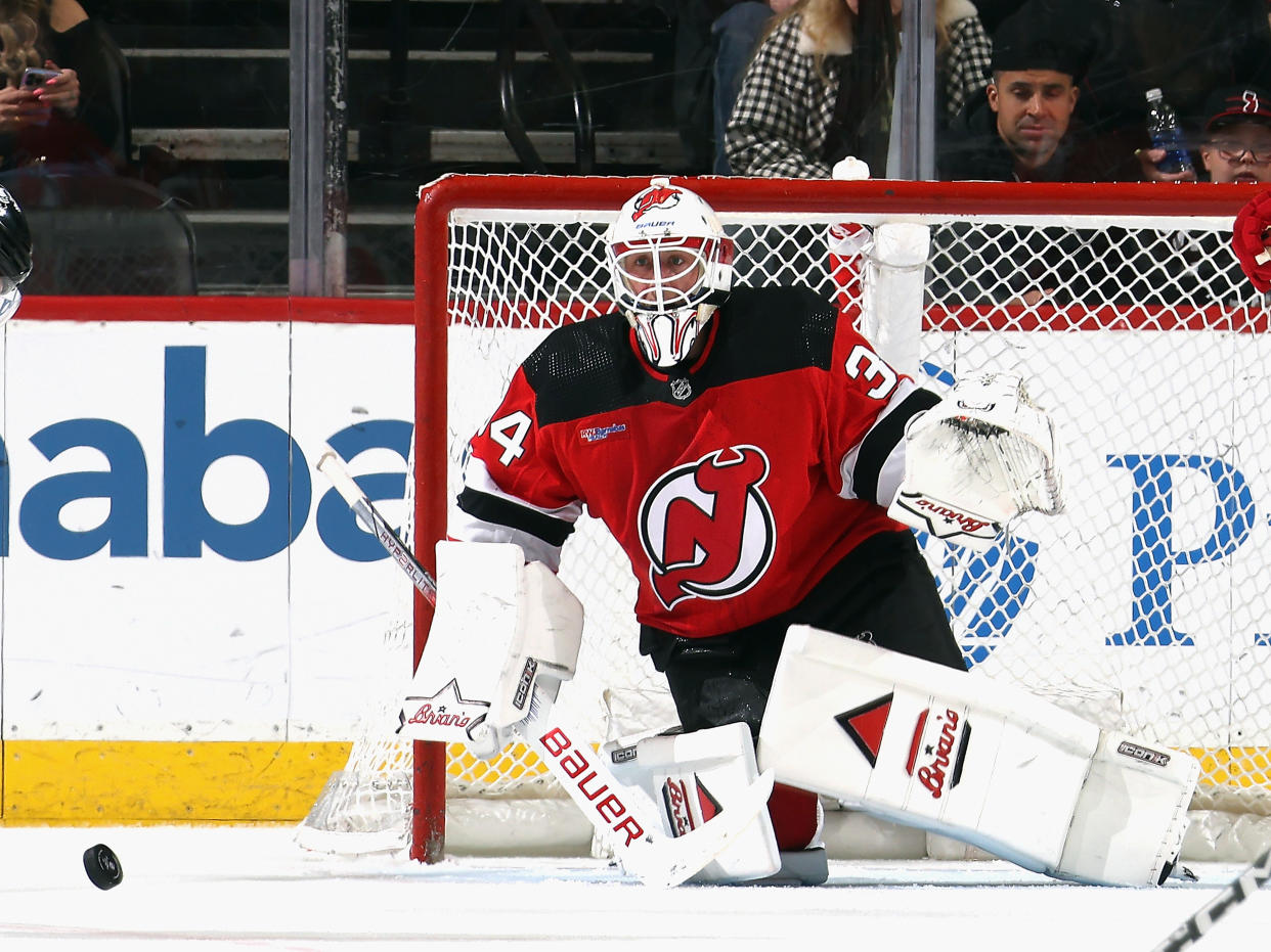 Jake Allen #34 of the New Jersey Devils