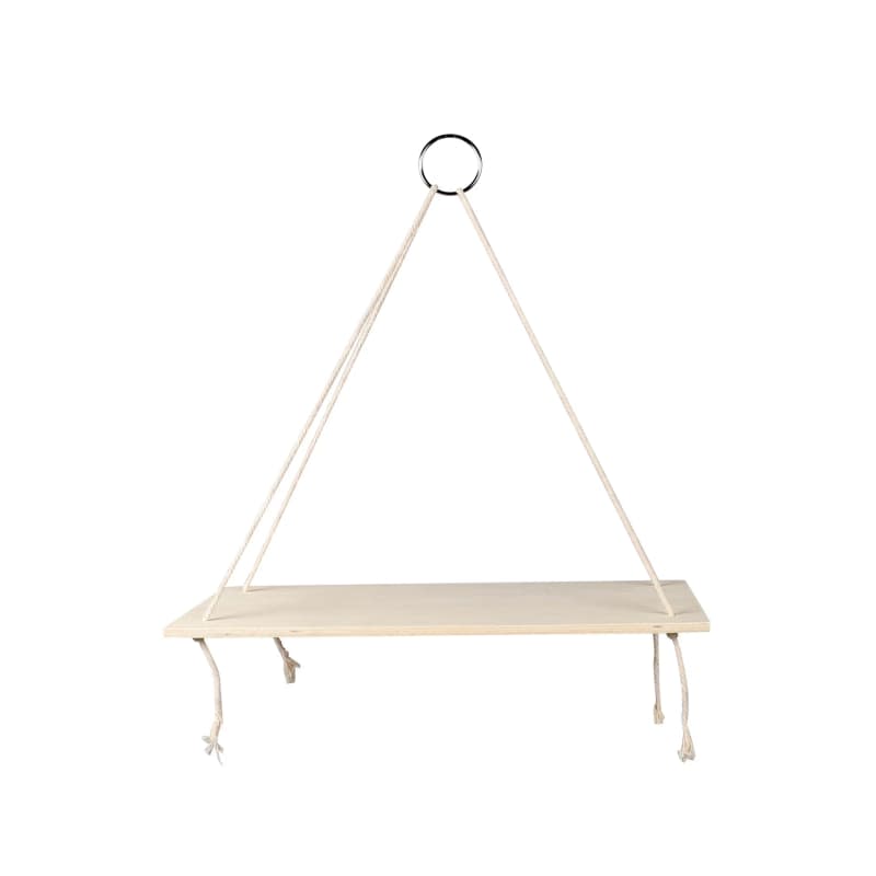 Large decorative hanging wall shelf with rope